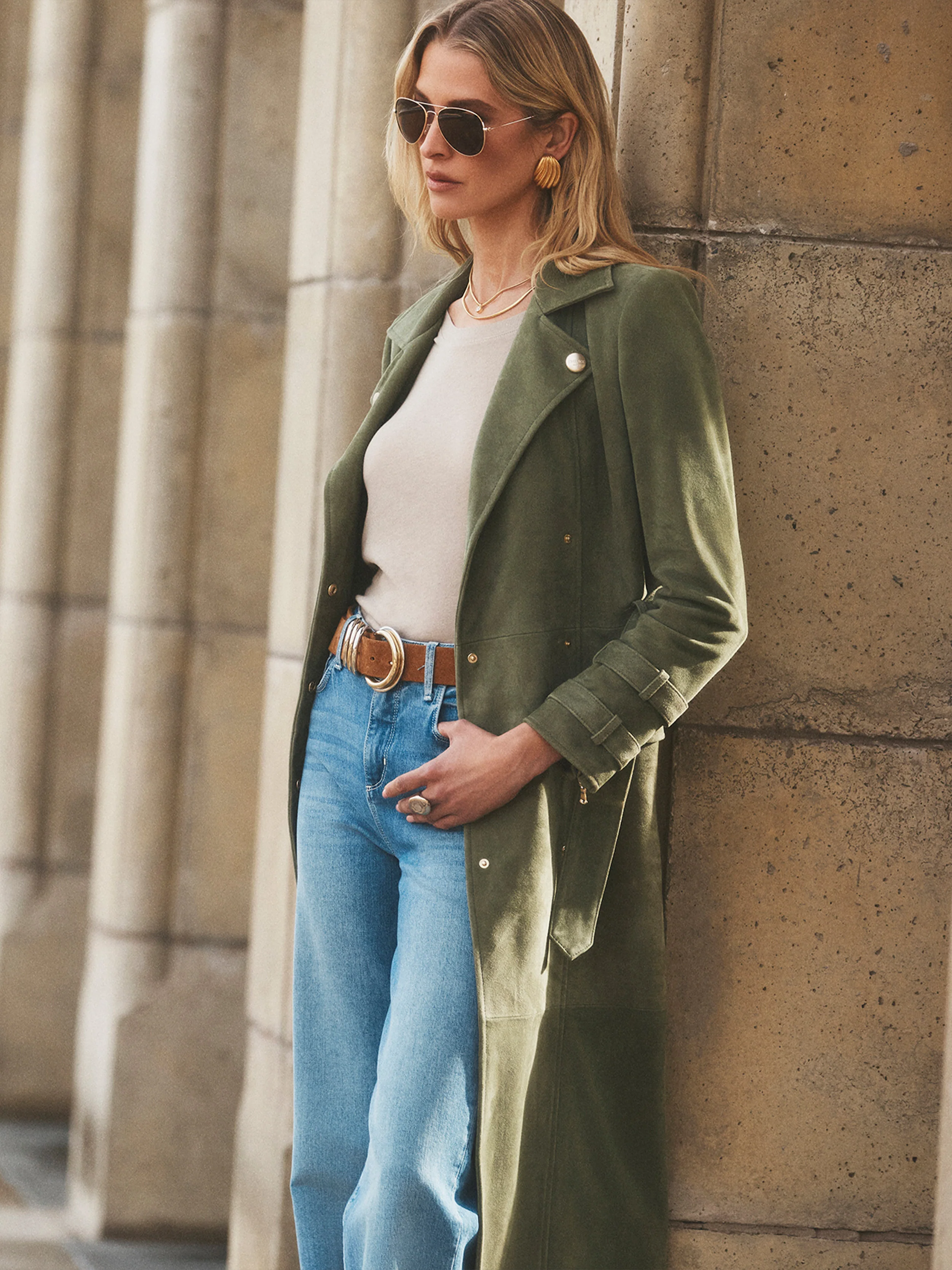Celina Suede Trench Coat