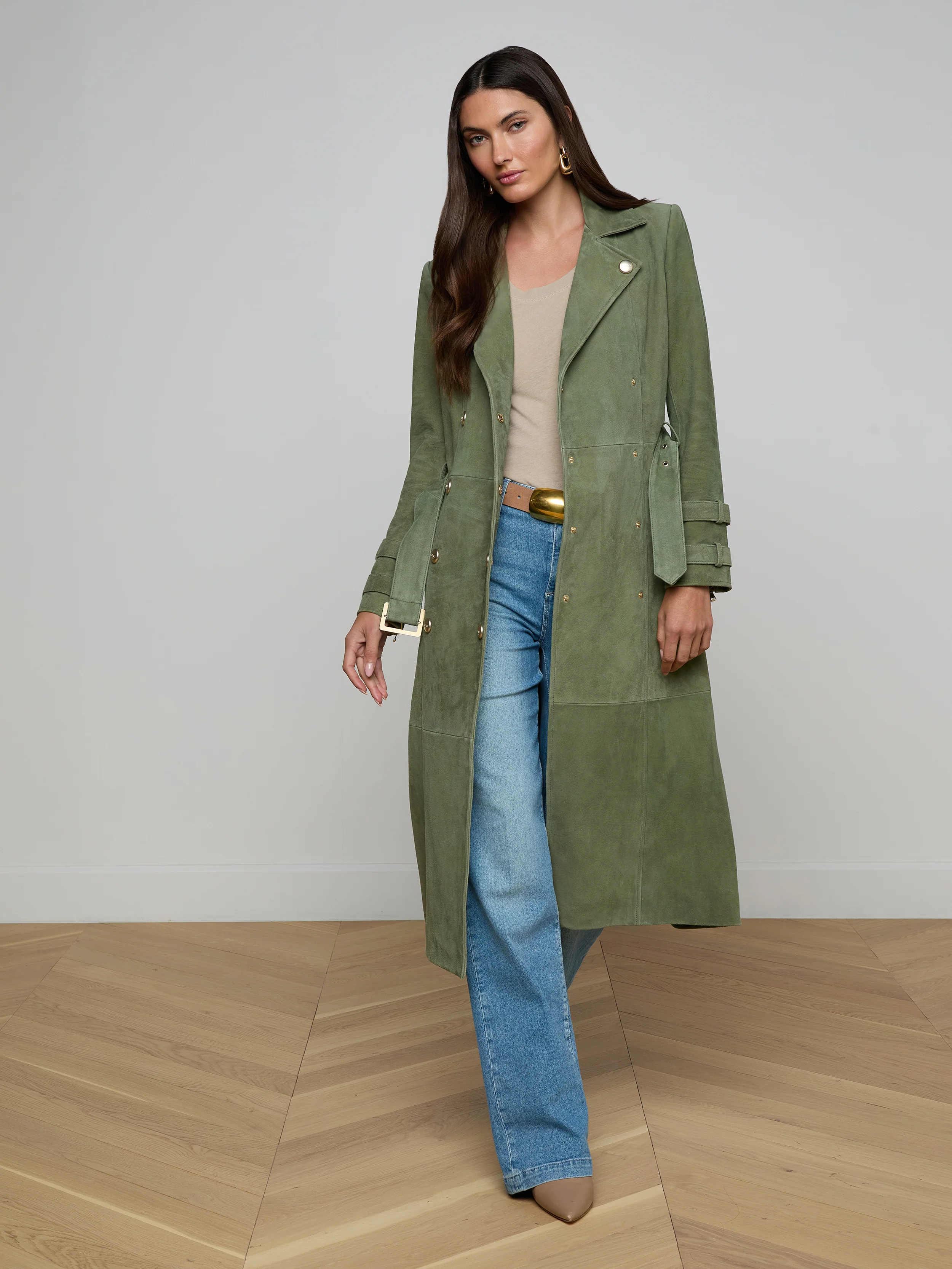 Celina Suede Trench Coat - Image 3