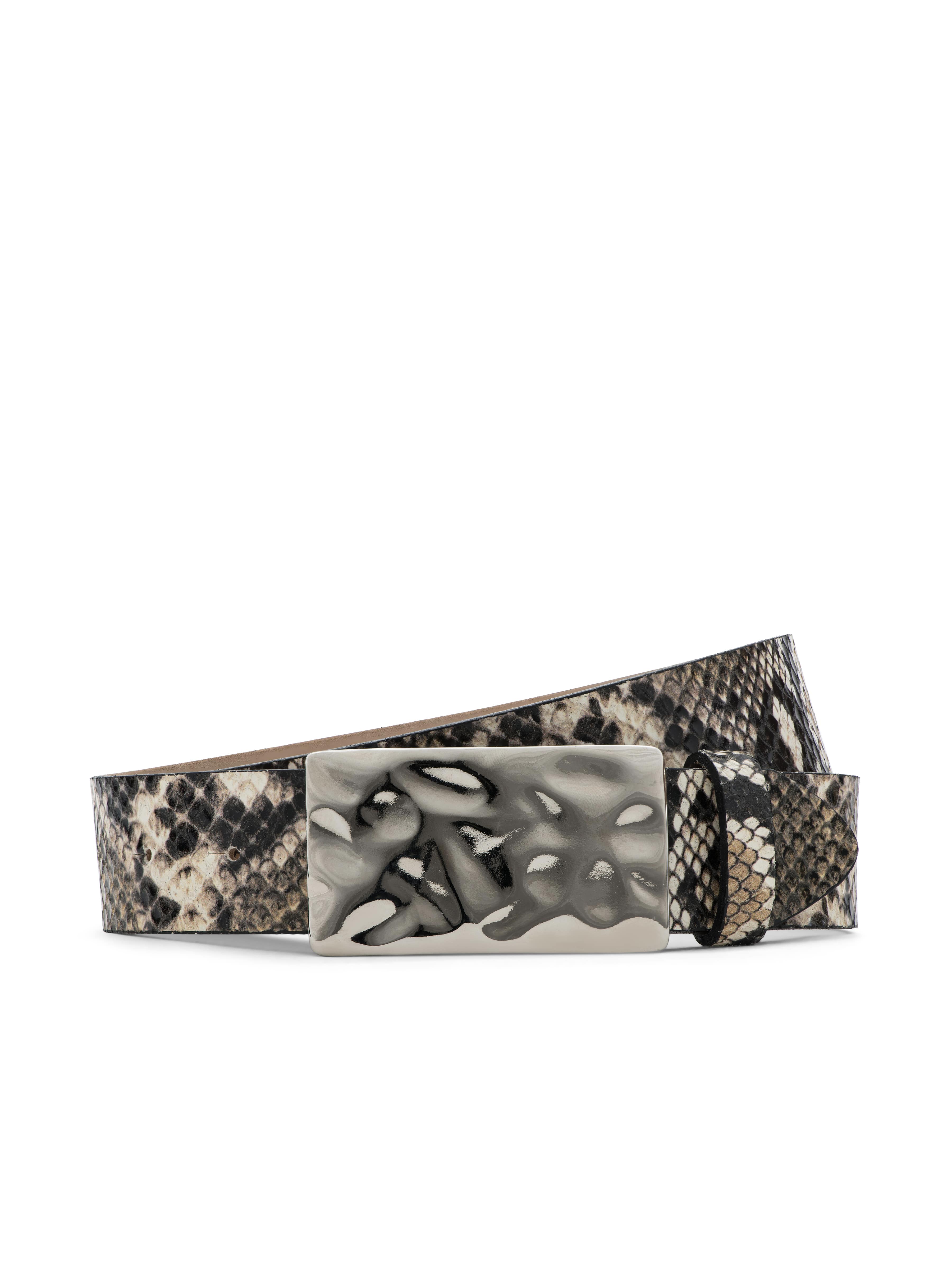 Chara Snake-Embossed Leather Belt - Image 3