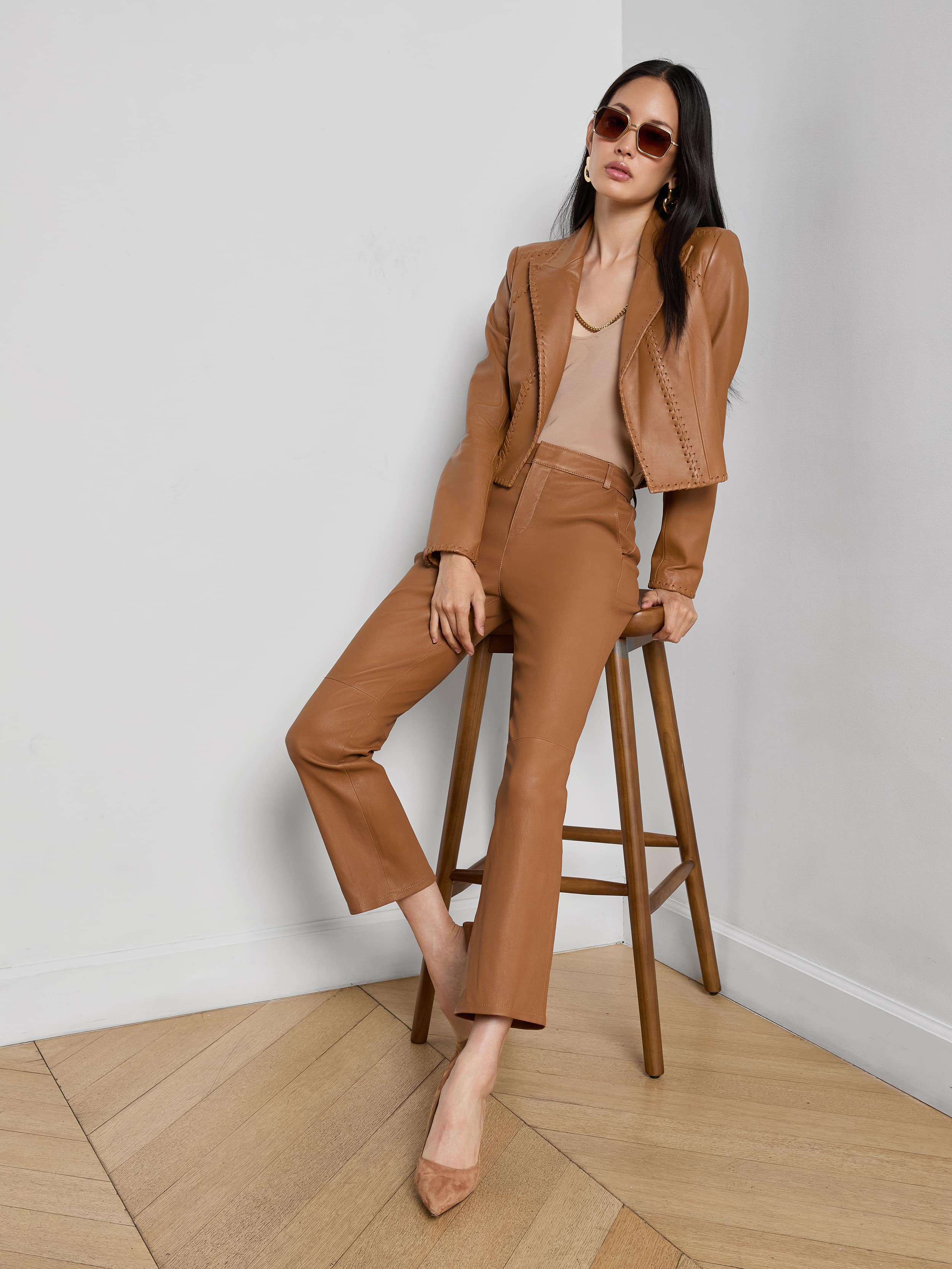 Ketra Leather Bootcut Trouser - Image 2