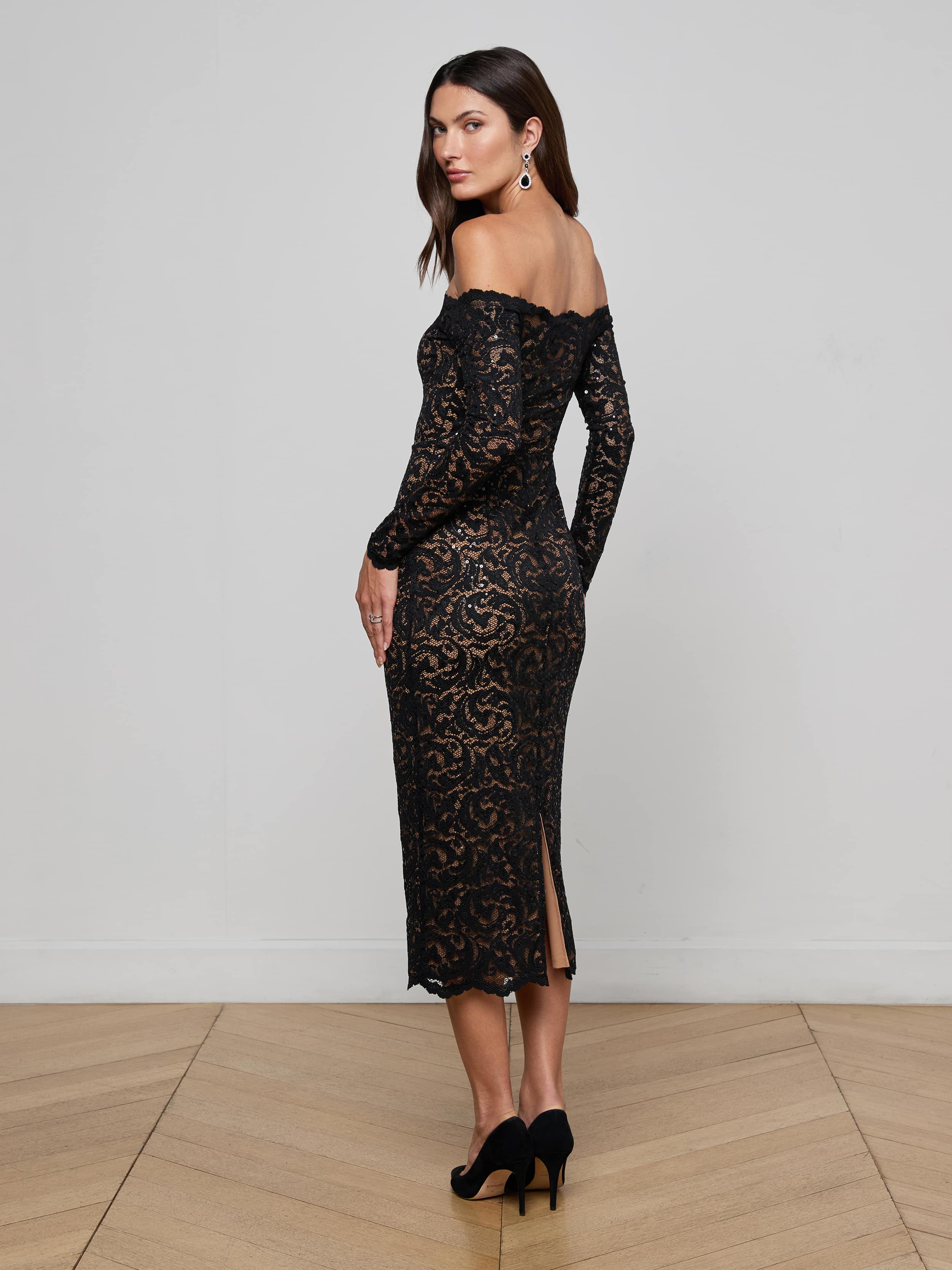 Lindsay Sequined Lace Dress - Image 4