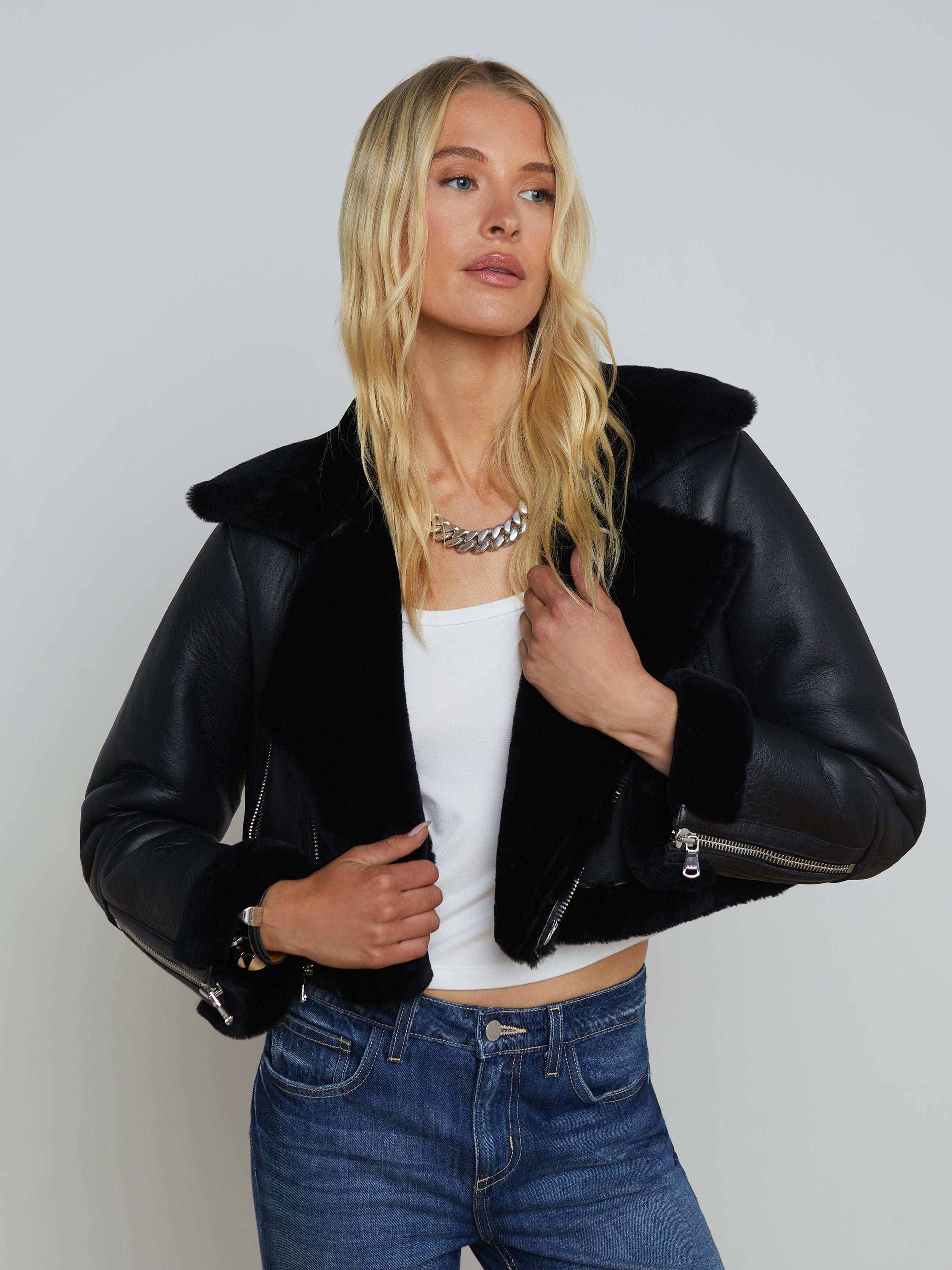 Pike Shearling Leather Jacket - Image 3