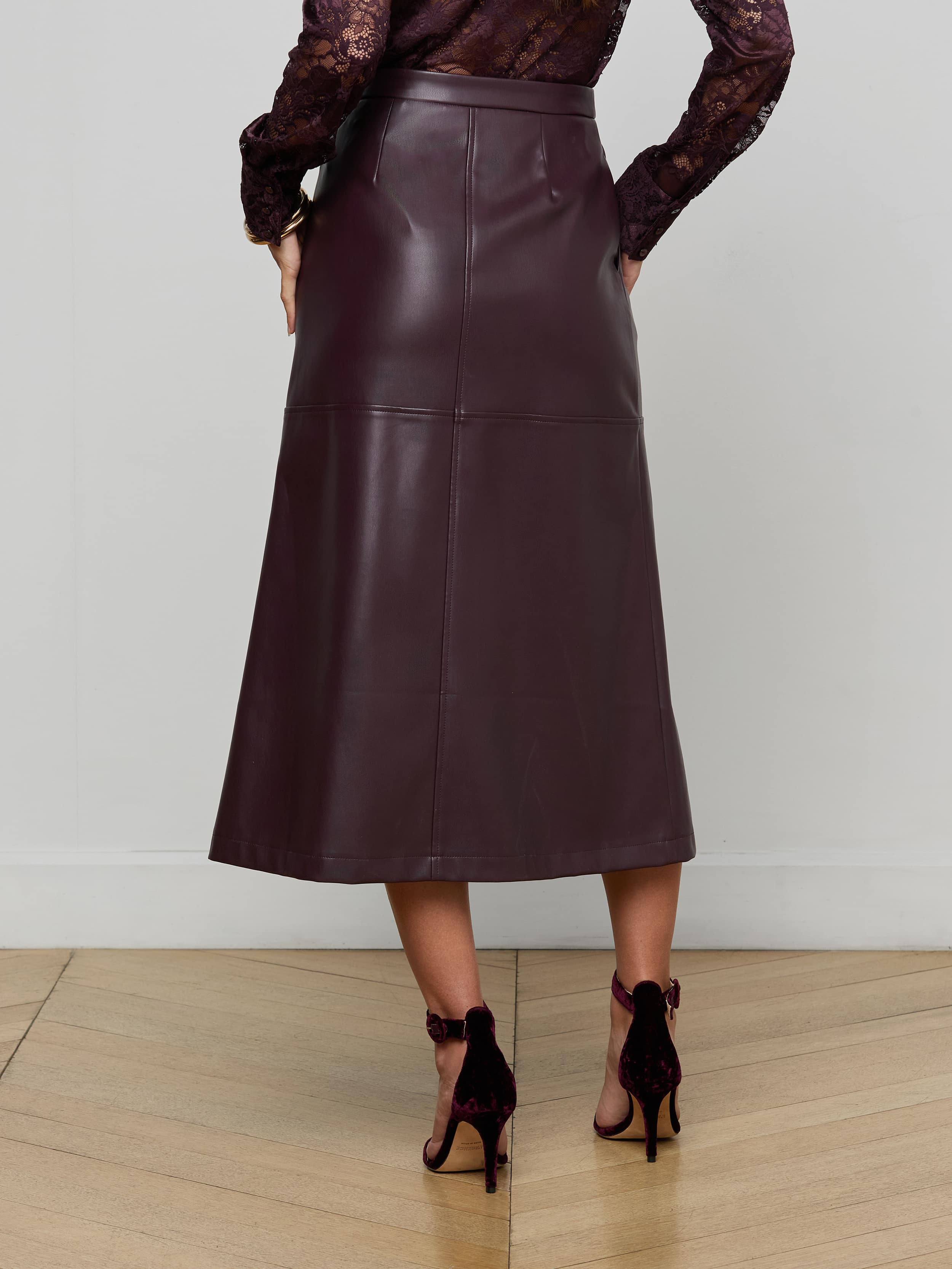 Robyn Vegan Leather Midi Skirt - Image 4