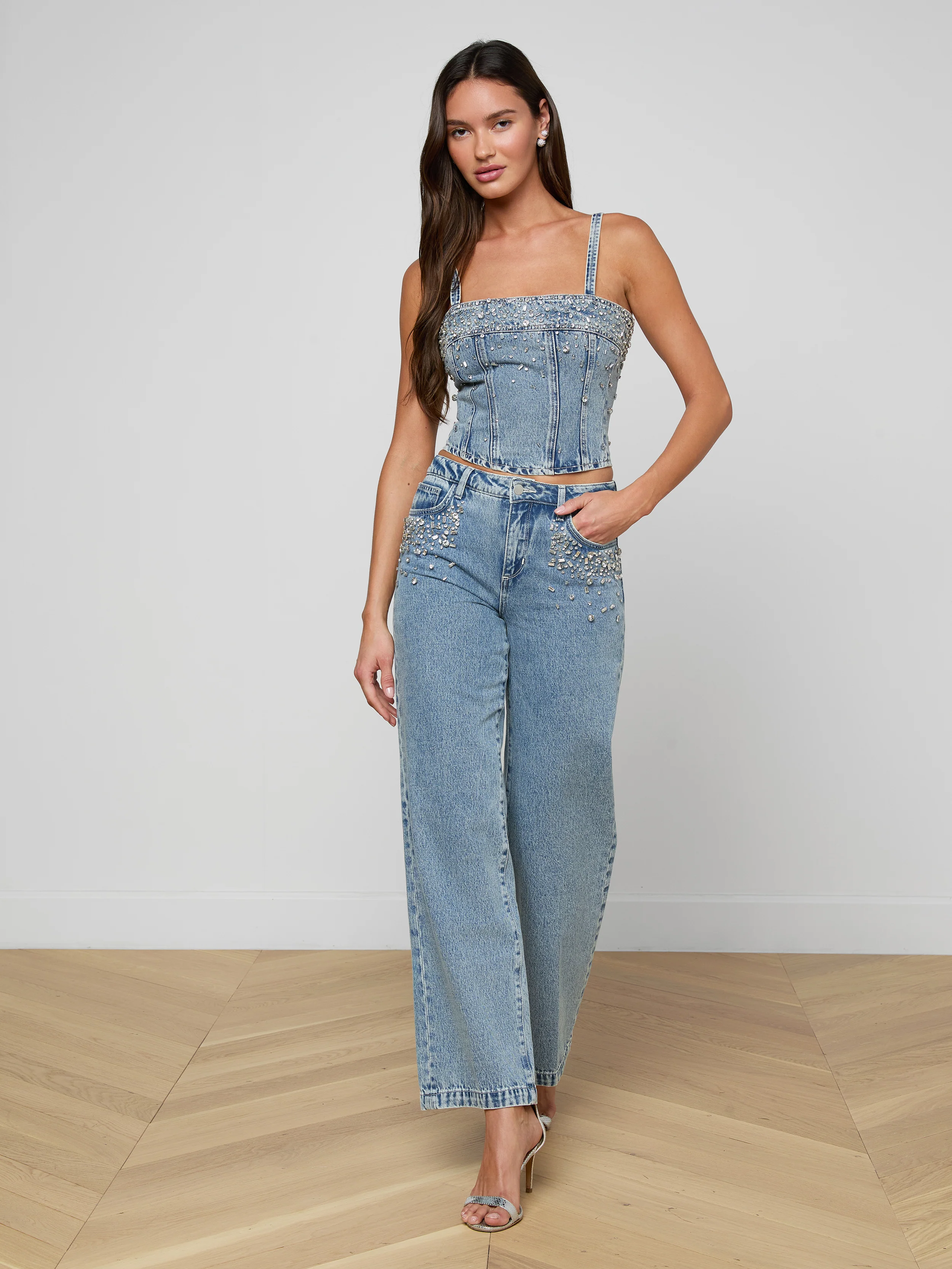 Scottie Embellished Wide-Leg Jean