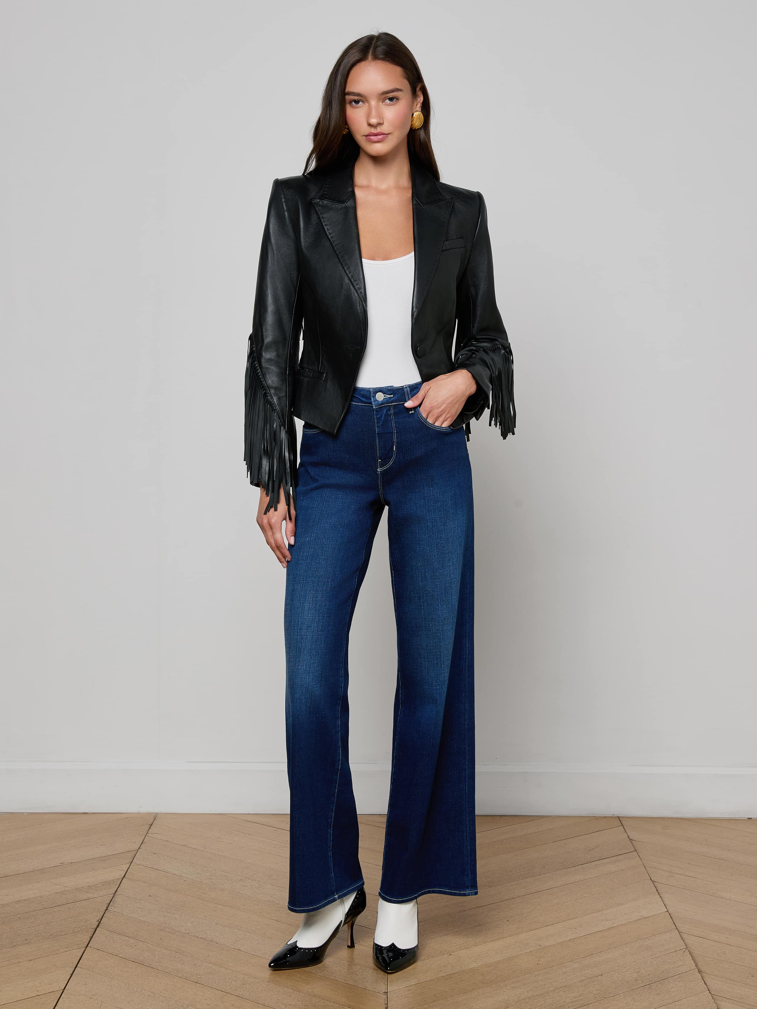 Vashti Fringed Leather Blazer - Image 3